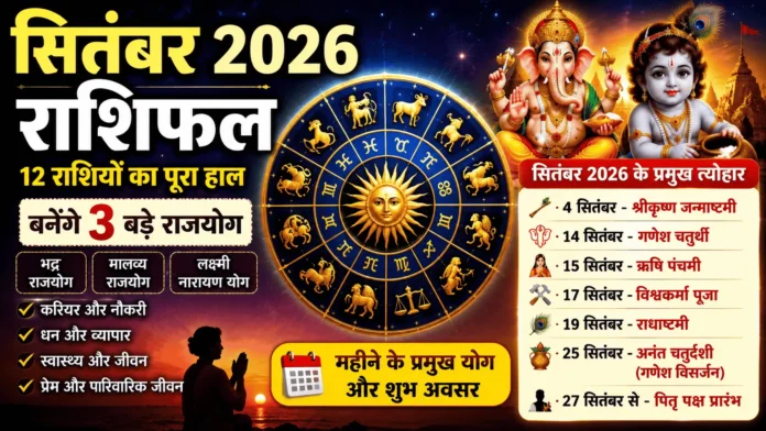 सितंबर 2026 राशिफल 12 राशियां और राजयोग